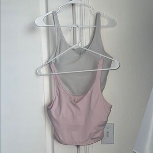 White and Pink Athletic Tank Tops